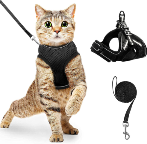 Arnes De Perro Comfortable Adjustable Soft Reflective Strip Kittens Vest Cat Harness and Leash Set for Walking Escape Proof