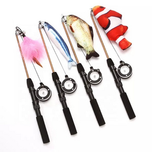 Wholesale Funny Cat Toy Fishing Rod Retractable Cat Stick Interactive Toys Feather Funny Cat Stick