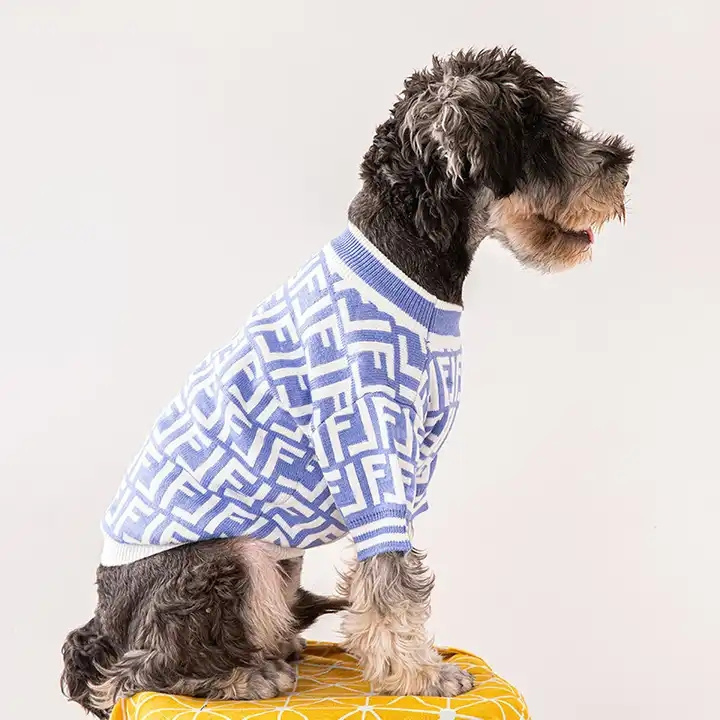 designer F pet clothing accessories hand knitted dog sweater winter sport luxury clothes dog