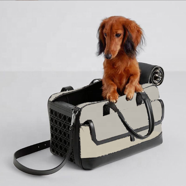 Original Custom Logo Manufacturer luxury brand famous design high-end leather pet travel bag cat Carriers dog carrier sling