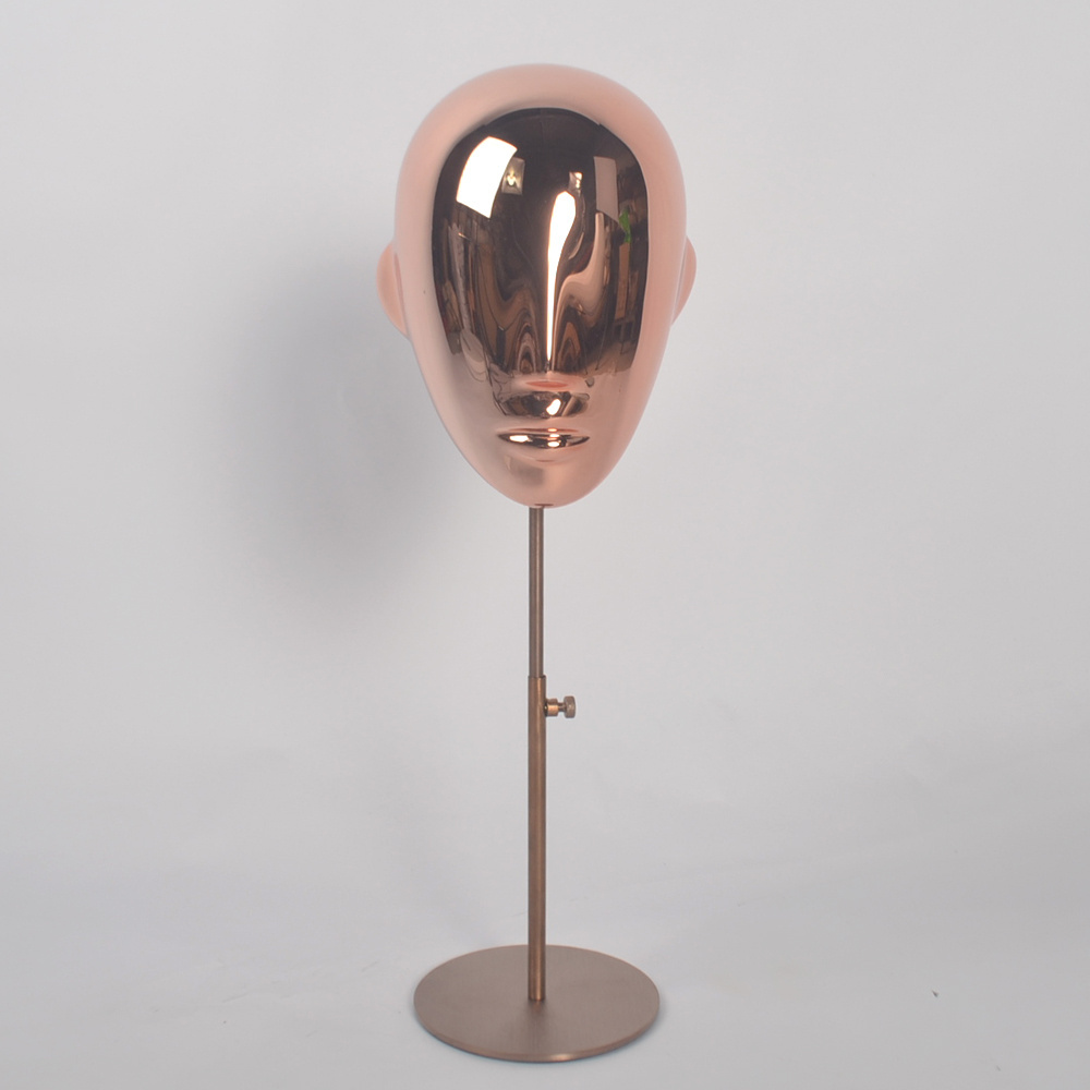 rose gold chrome fiberglass female head dummy for sale