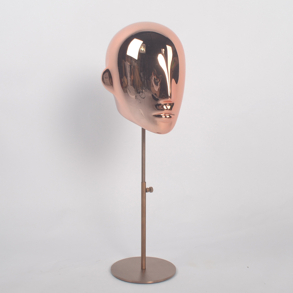 rose gold chrome fiberglass female head dummy for sale