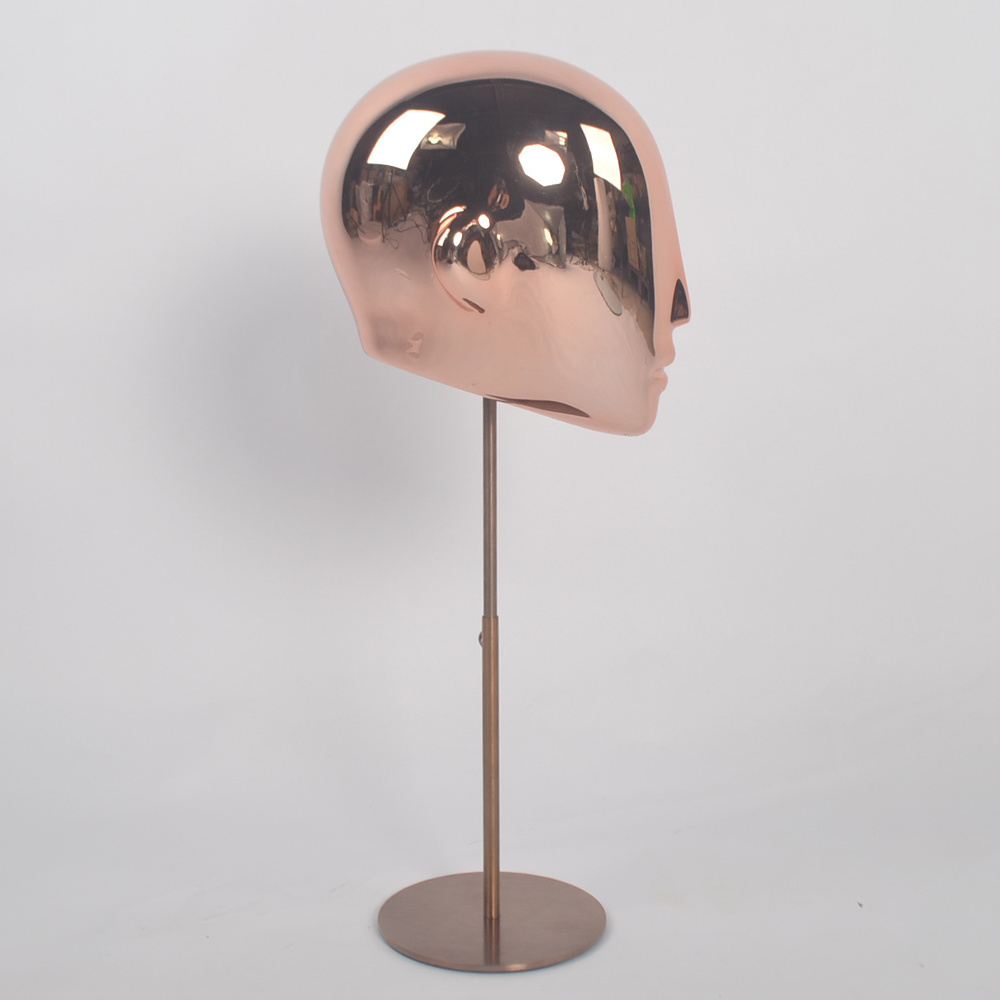 rose gold chrome fiberglass female head dummy for sale