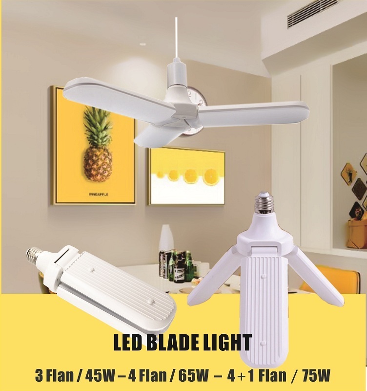 360 Degree Energy Saving Deformanle Led Fan Bulb E27 E40  75W Adjustable Lamp Foldable Fan Blade Led Light Led Bulbs For  Garag