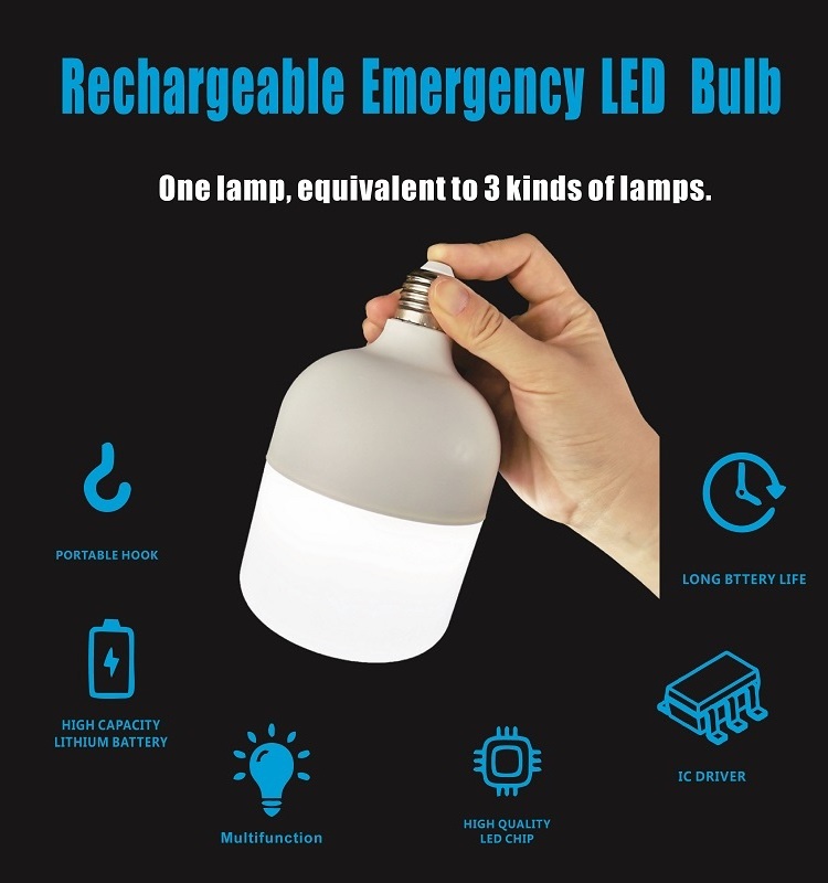 Indoor Hotel Home Portable Emergency Led Bulb Light Led Rechargeable Emergency Led Bulb Lamp