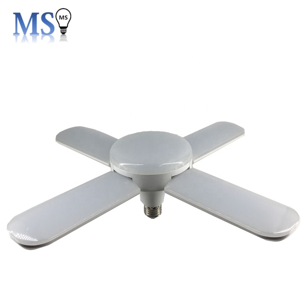 75W 5 Leaf Ceiling 360 Angle Foldable Fan Blade Led Leaf Light Bulb E27 B22 Base Lamp