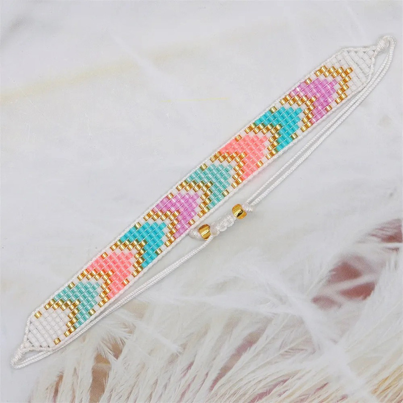 New Dazzling Colorful Arrowhead Ins Style Female Hand Knitting Miyuki Glass Tila Bead Bracelets