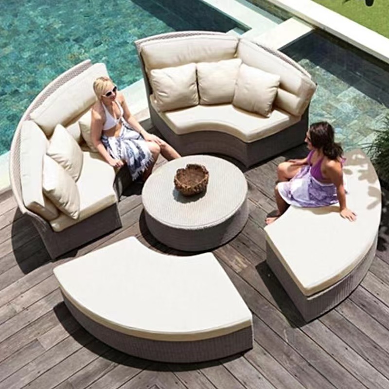 Patio Wicker Sofa, Outdoor Rattan Couch Furniture Steel Frame with Furniture Cover and Deep Seat High Back