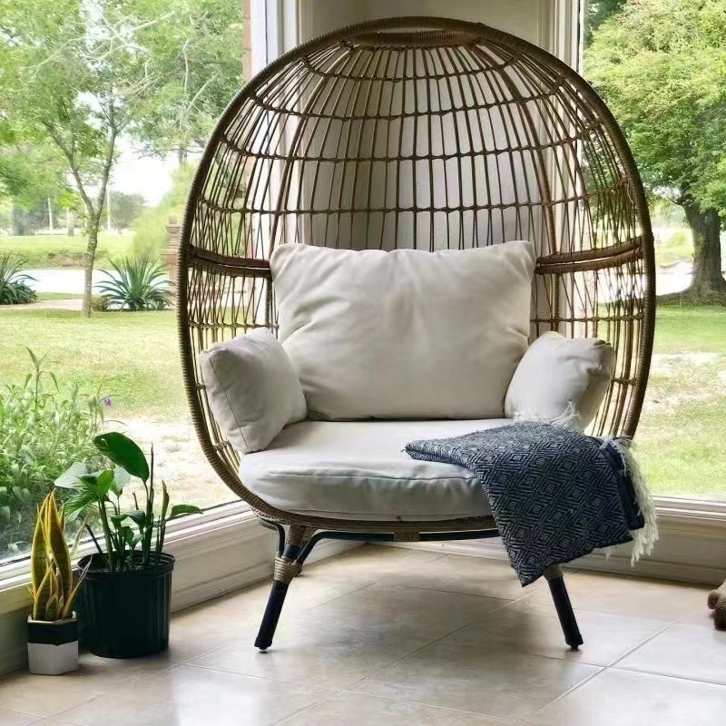 Best Choice Products Wicker Egg Chair Over sized Indoor Outdoor Lounger for Patio, Backyard, Living Room rattan chair