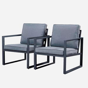 Outdoor Sofa Chairs Patio Furniture Seating Modern Aluminum Sectional Sofa Set of 2 Armchairs