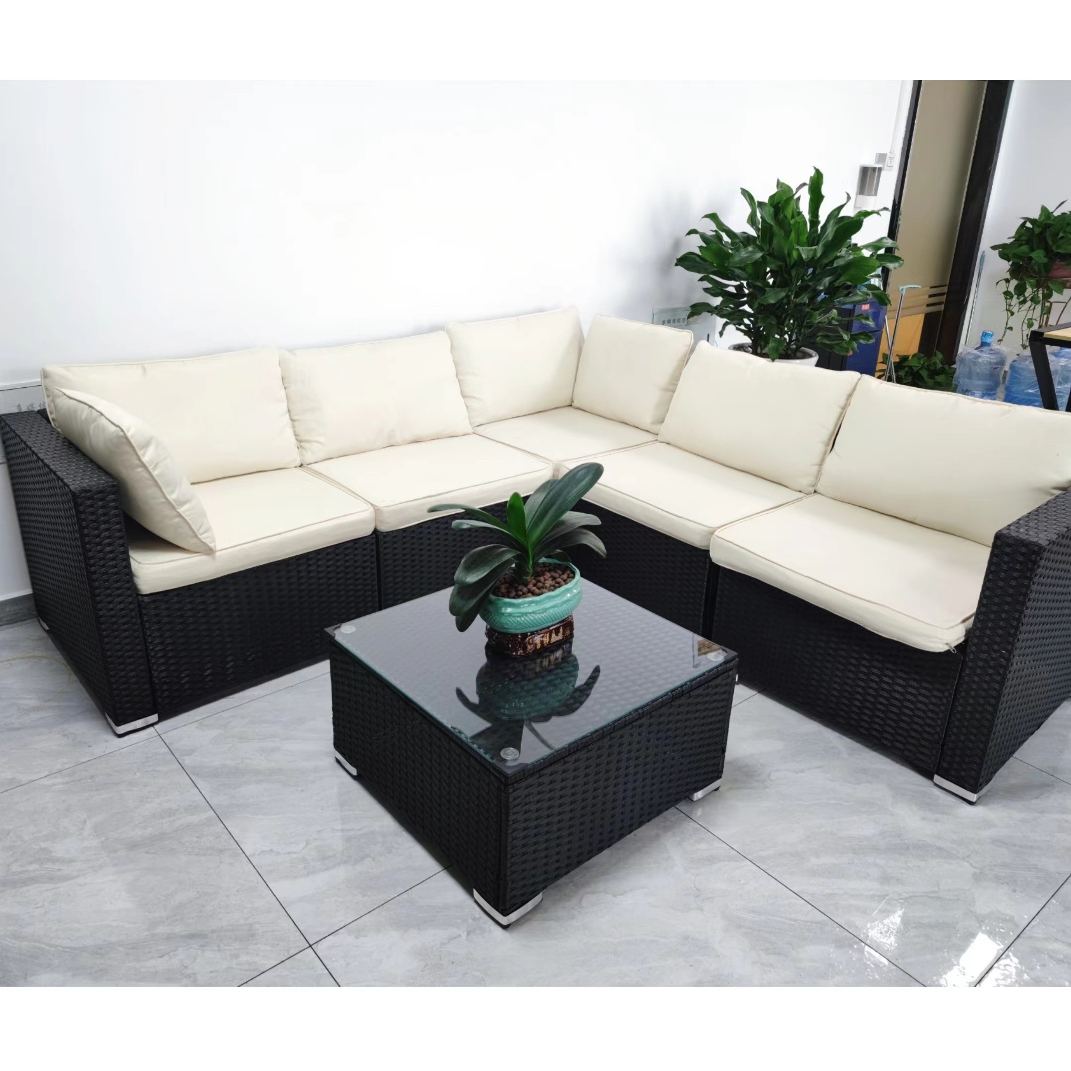 Wholesale Sectional Modular rattan Sofa garden set patio outdoor furniture rattan sofas