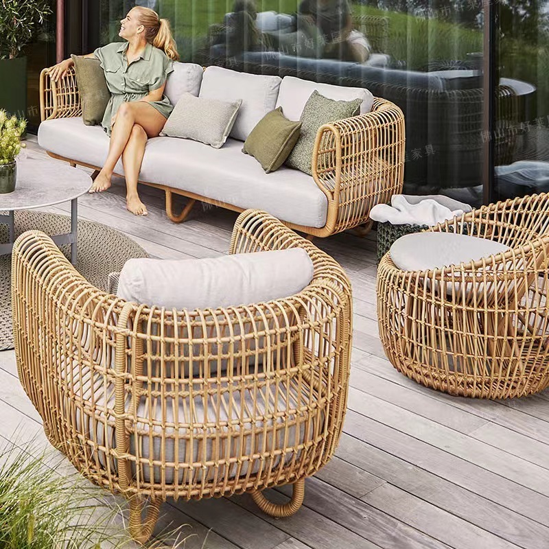 Cheap Stock Outdoor Cane Furniture Cover Garden Set Patio Rattan Sofas Waterproof Carton Modern Sofa Set Furniture Living Room