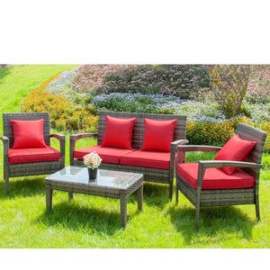 4 Pieces Patio Furniture Sets in Patio and Garden Outdoor Wicker Sofa PE Rattan Chair