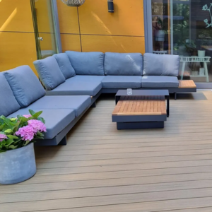 Popular modern garden sofa for the hotel powder paint aluminum terrace sofa outdoor furniture set gray