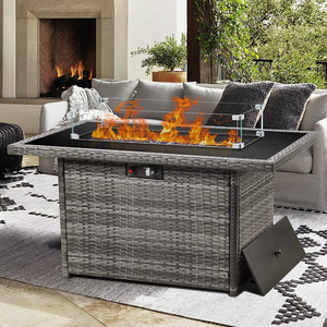 Hot outdoor rattan fire pit table Family Floor to ceiling patio alcohol-heated atmosphere camping barbecue table