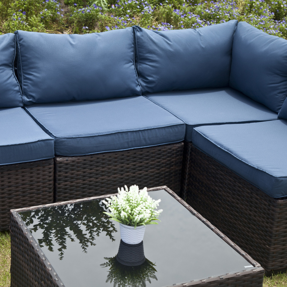 7 Piece Patio Furniture Set, Outdoor Furniture Patio Sectional Sofa, All Weather PE Rattan Sectional with Cushion