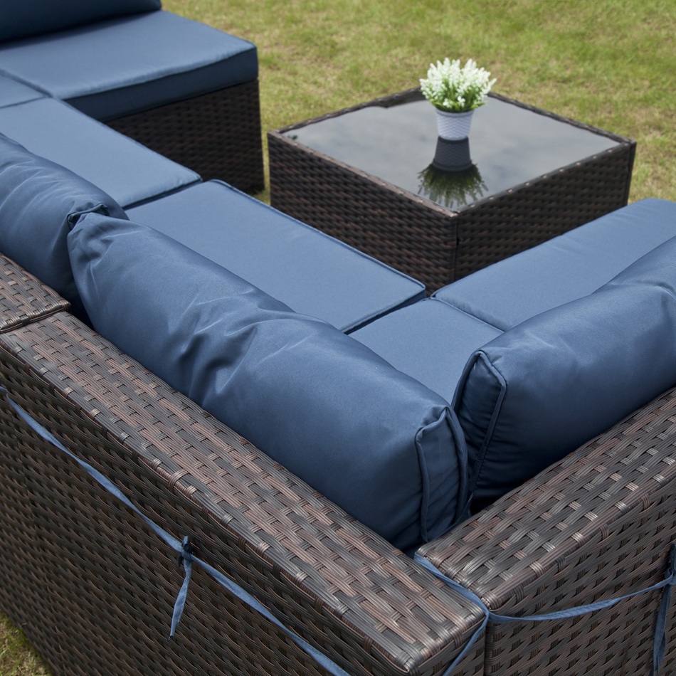 7 Piece Patio Furniture Set, Outdoor Furniture Patio Sectional Sofa, All Weather PE Rattan Sectional with Cushion