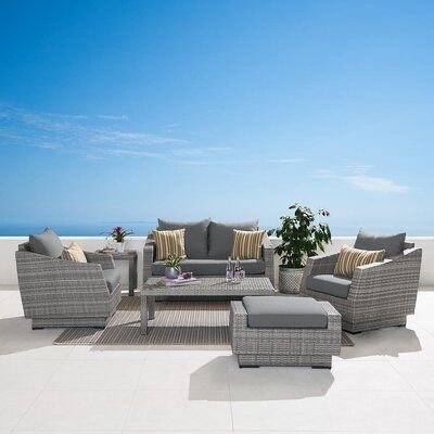 Outdoor Rattan Sofa Patio Set Leisure Garden black PE Rattan Balcony Patio Furniture with Footrest