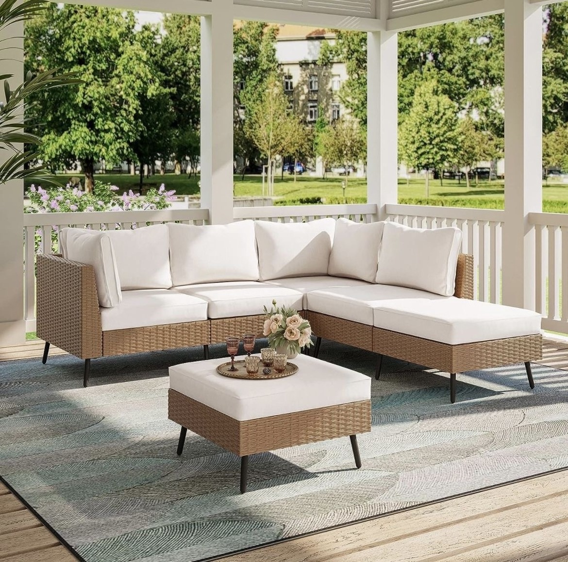 Outdoor Furniture Set Patio Furniture Set Garden sofa with table Modern Metal Patio Sectional Sofa with swivel function