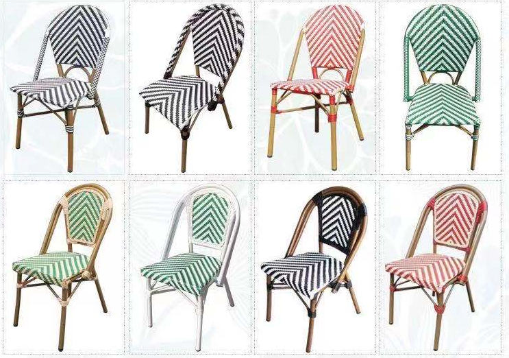 Rattan Bistro Outdoor Dining Chair Cafe Garden Balcony Aluminum Stackabe Wicker Rattan Furniture