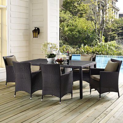 Dining room table and rattan chairs dining collection Garden patio furniture collection cover outdoor use