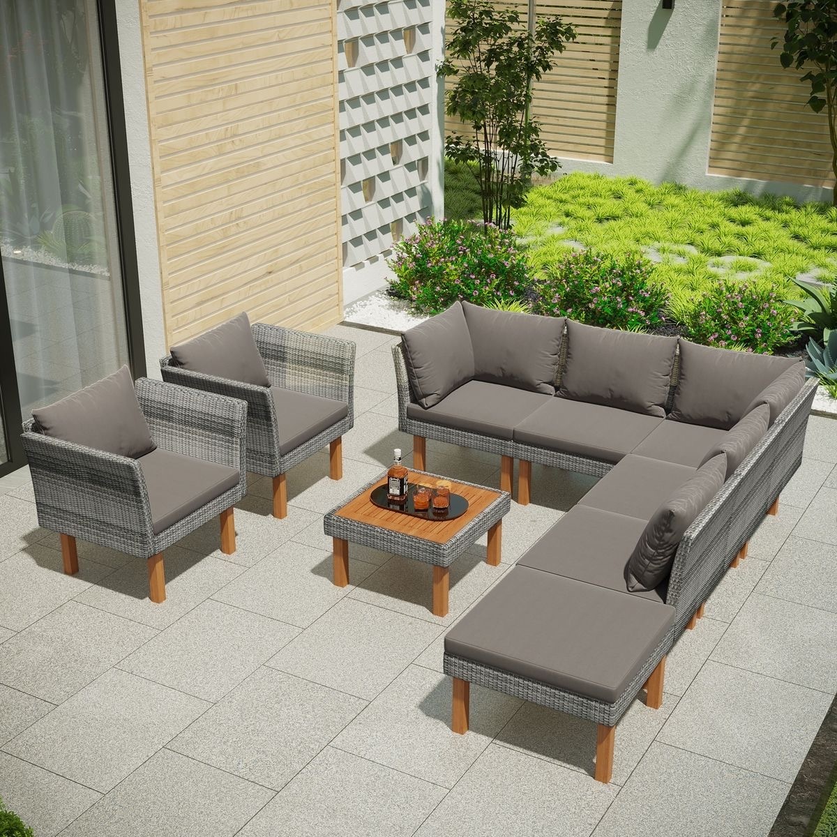 Outdoor Furniture Set Patio Furniture Set Garden sofa with table Modern Metal Patio Sectional Sofa with swivel function