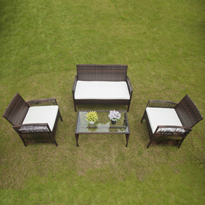 4 Piece Patio Furniture Sets, Outdoor Furniture Set Aluminum Loveseat Sofa Patio Lounge Chairs with All Weather Cushions