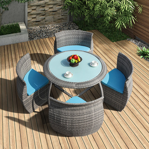 Outdoor Rattan Multifunctional Storage Table and Chairs Balcony Garden Patio Furniture Rattan Set