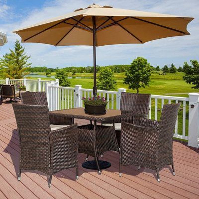 Dining room table and rattan chairs dining collection Garden patio furniture collection cover outdoor use