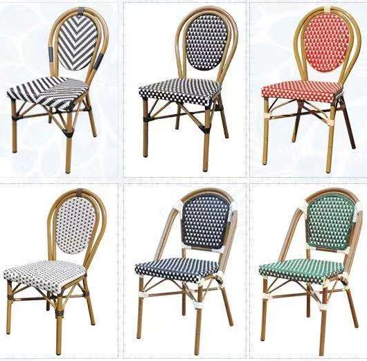 Rattan Bistro Outdoor Dining Chair Cafe Garden Balcony Aluminum Stackabe Wicker Rattan Furniture