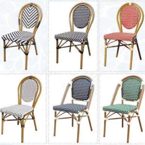 Rattan Bistro Outdoor Dining Chair Cafe Garden Balcony Aluminum Stackabe Wicker Rattan Furniture