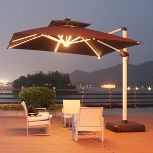 Hot outdoor courtyard garden sunshade umbrella terrace outdoor stall umbrella Aluminum solar lamp Roman umbrella