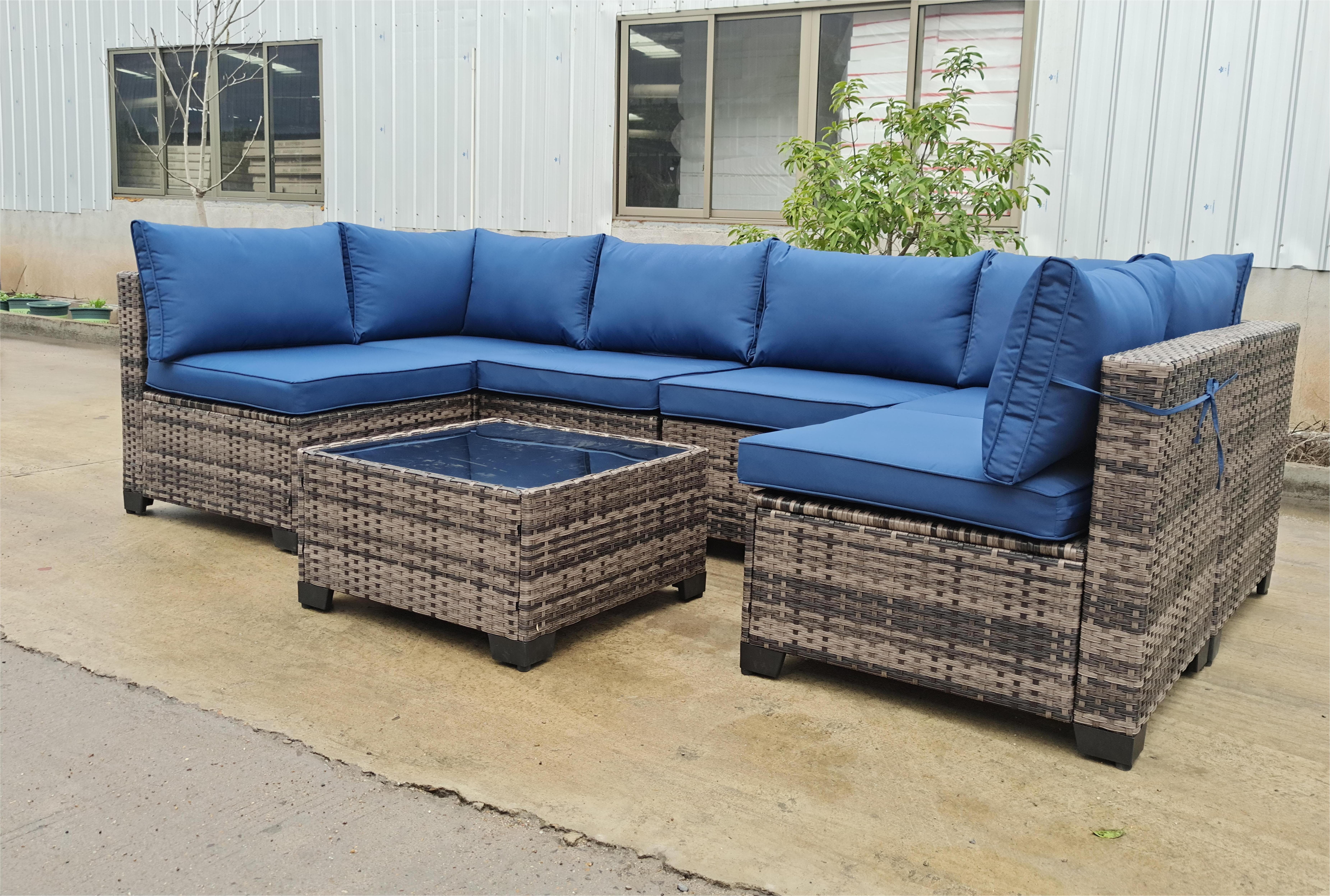 PE rattan sofa factory wholesale outdoor furniture garden sofa patio furniture fireplace stove table Multi-talk set