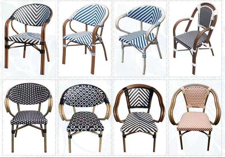 Rattan Bistro Outdoor Dining Chair Cafe Garden Balcony Aluminum Stackabe Wicker Rattan Furniture