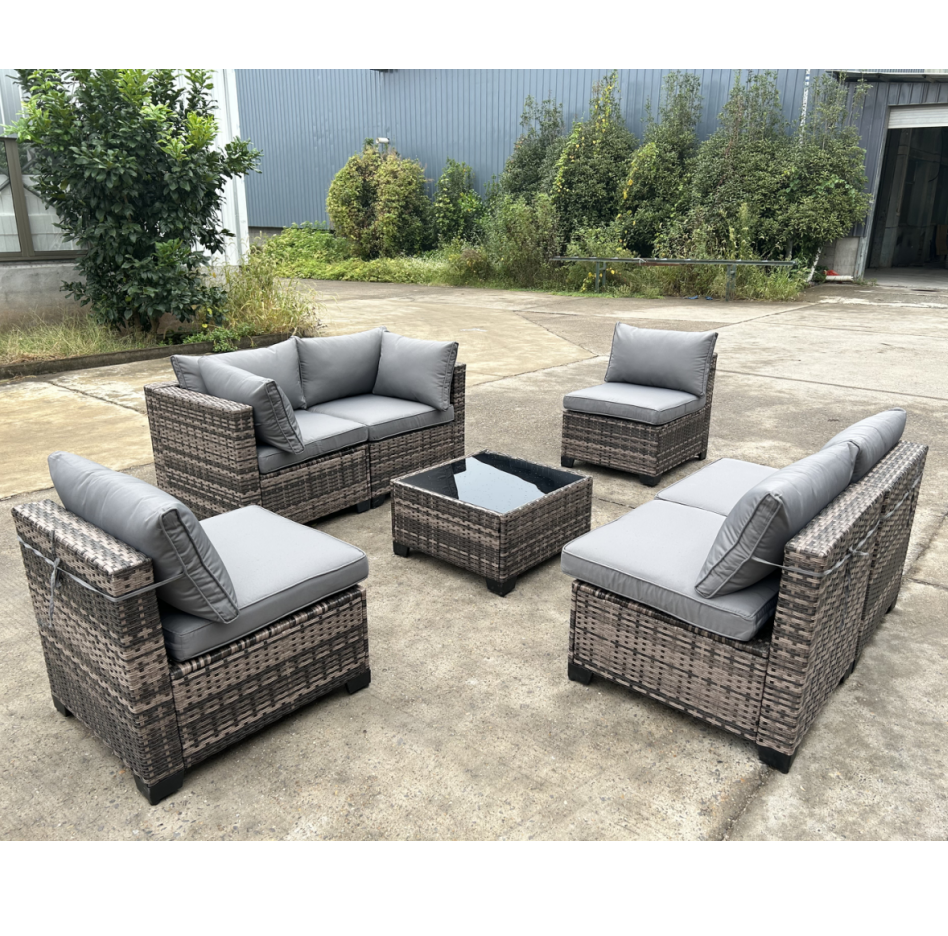 PE rattan sofa factory wholesale outdoor furniture garden sofa patio furniture fireplace stove table Multi-talk set