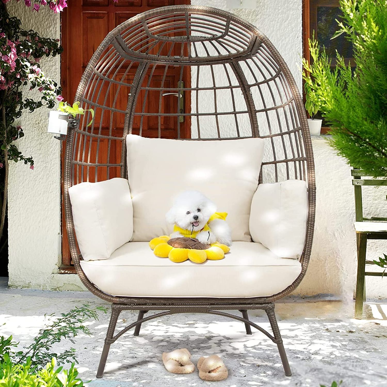 Best Choice Products Wicker Egg Chair Over sized Indoor Outdoor Lounger for Patio, Backyard, Living Room rattan chair