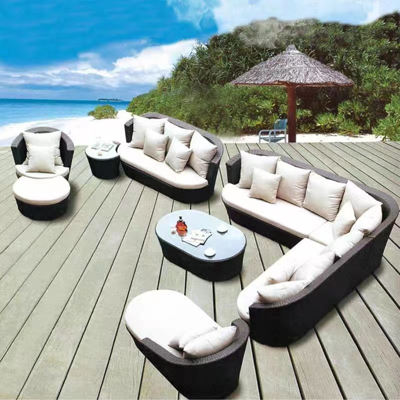 Patio Wicker Sofa, Outdoor Rattan Couch Furniture Steel Frame with Furniture Cover and Deep Seat High Back