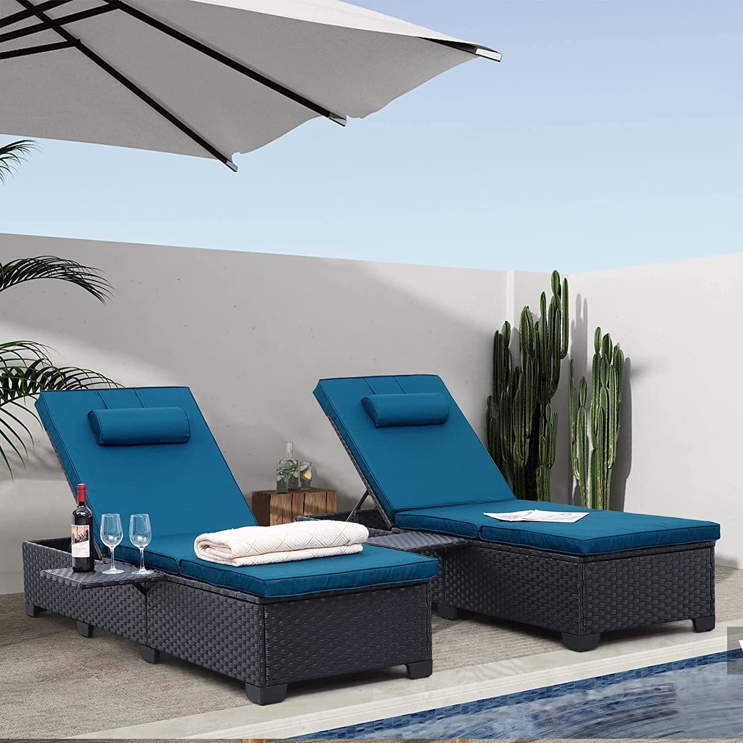 Factory Price rattan beach furniture outdoor garden wicker aluminium sun lounge chair patio poolside leisure