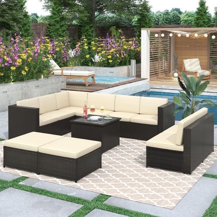 Popular Garden Furniture Plastic Rattan Sofa Set Outdoor Carton Modern Leisure Garden Sofa