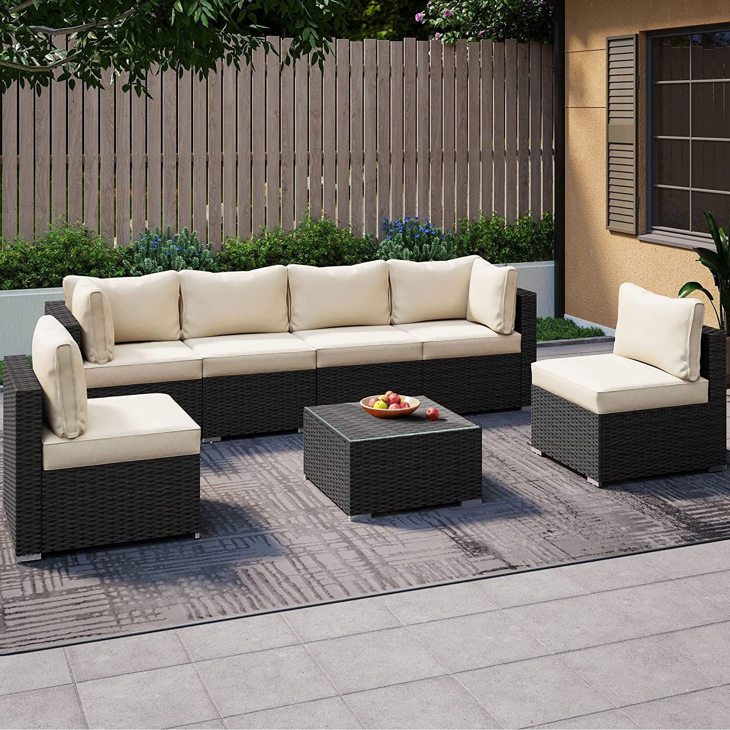 Modern black Rattan Dining Set Patio Outdoor Rattan Wicker Furniture Rattan Sofa Sets