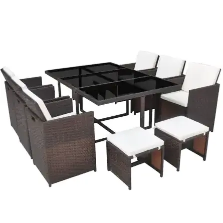 Dining room table and rattan chairs dining collection Garden patio furniture collection cover outdoor use