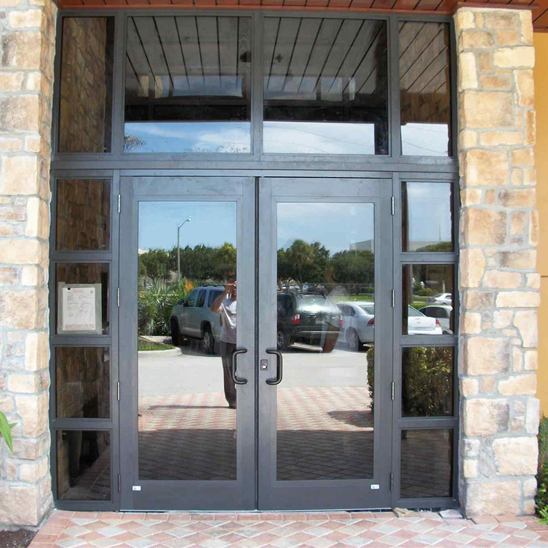 Commercial main entrance aluminum sliding glass doors system