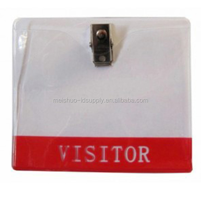 Custom Transparent Factory Brand Card Set Conference Chest Card Work Permit PVC name id card badge holder with clips