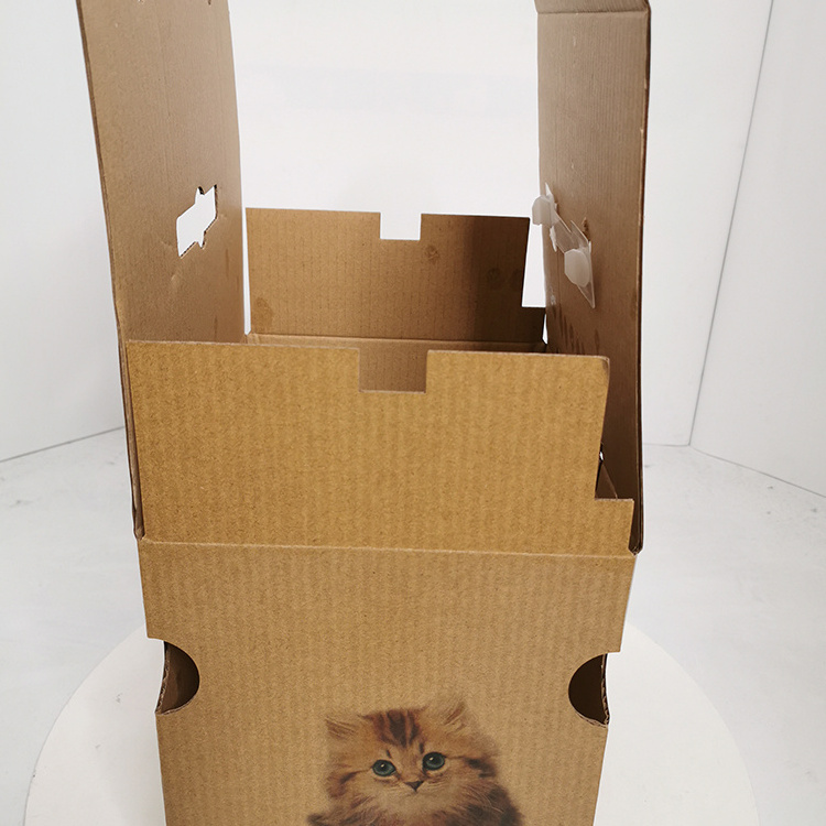 Strong Foldable Corrugated Stock Cardboard Packing Pet Custom Carton Boxes Brown Paper Boxes Packaging for Cat Carrier Express