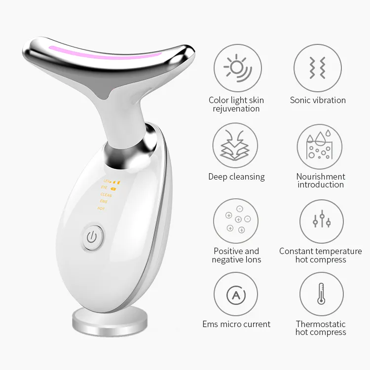 Home Use Lifting Equipment Electric Charger Tools Led Photon  V Shape Multifunction Ems Beauty Face Massager Vibration