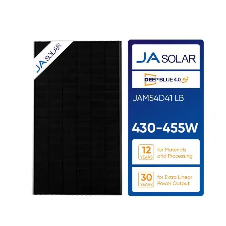 JA Solar 435W JAM54D41-435 LB Deep Blue Pro Full Black glass-glass n-type bifacial 430W 435W Solar panel with 30 year guarantee