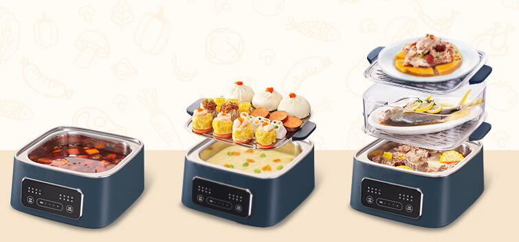 2022 Popular LCD Display Three Layers Food Steamer With SUS430 1000W For Party Use