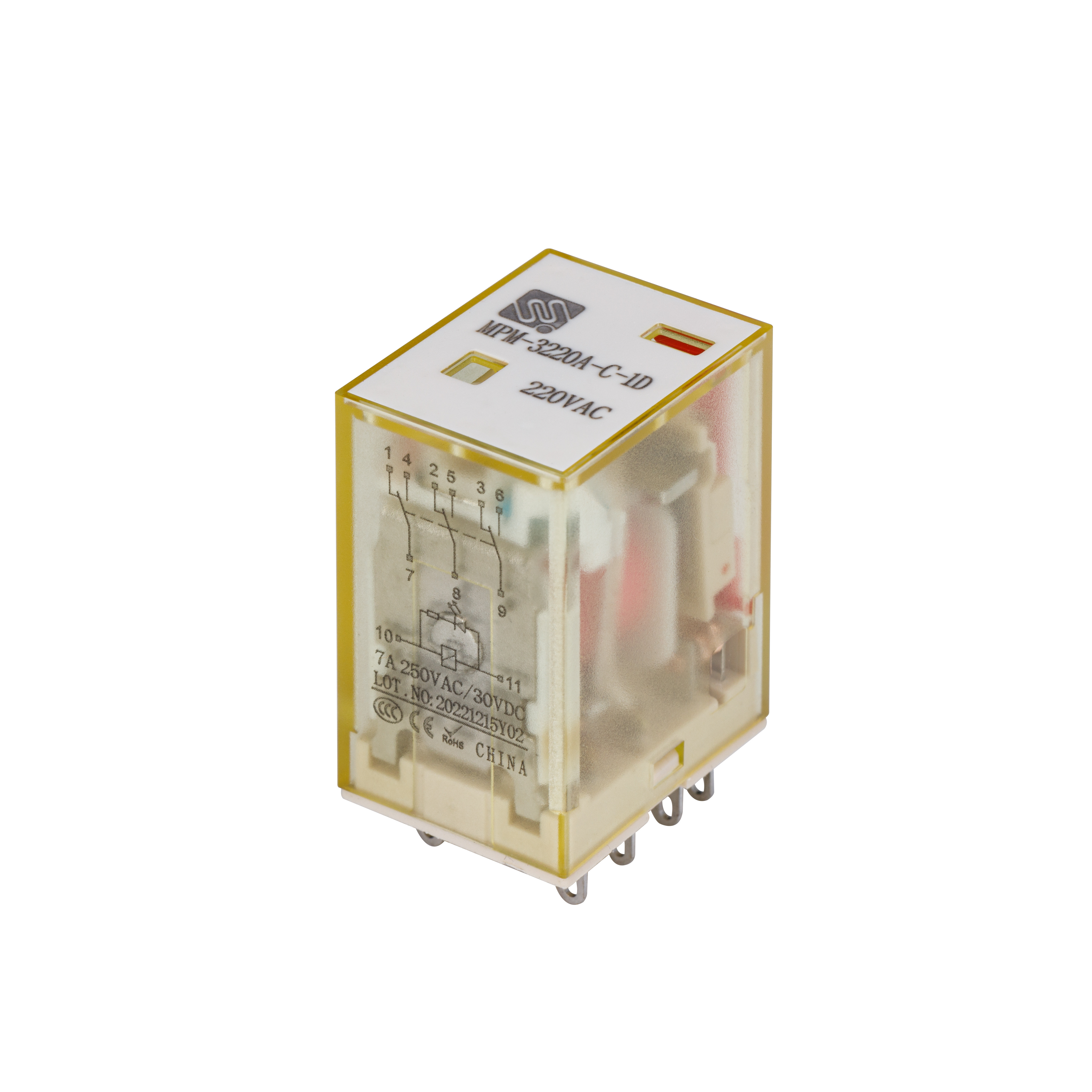 Meishuo MPM-3220A-C-1D 220VAC 8 Pins general purpose protective relay mini industrial  electrical 24v relay 12v relay