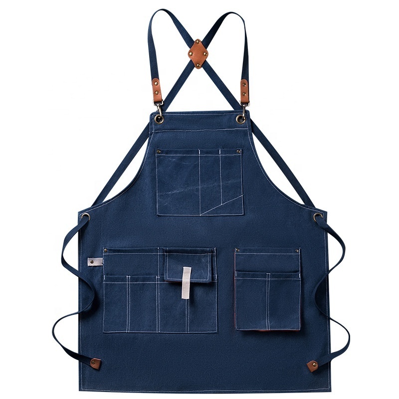 Heavy Duty Canvas Carpenter Work Apron Coffee Shop Bar Working Aprons Custom Work Clothes Aprons