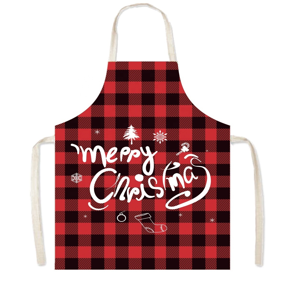 MeitaHome kitchen linen cotton Sleeveless apron Christmas Bib gift Knitted Fabrics custom LOGO Antifouling America gingham apron